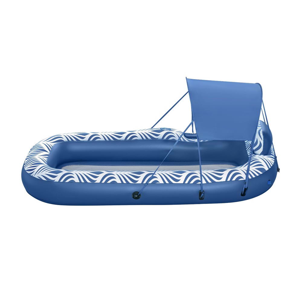 Bestway Inflatable Floating Float Lounger with Sunshade Canopy 1.98Mx1.12M Blue BW-FLOAT-43732