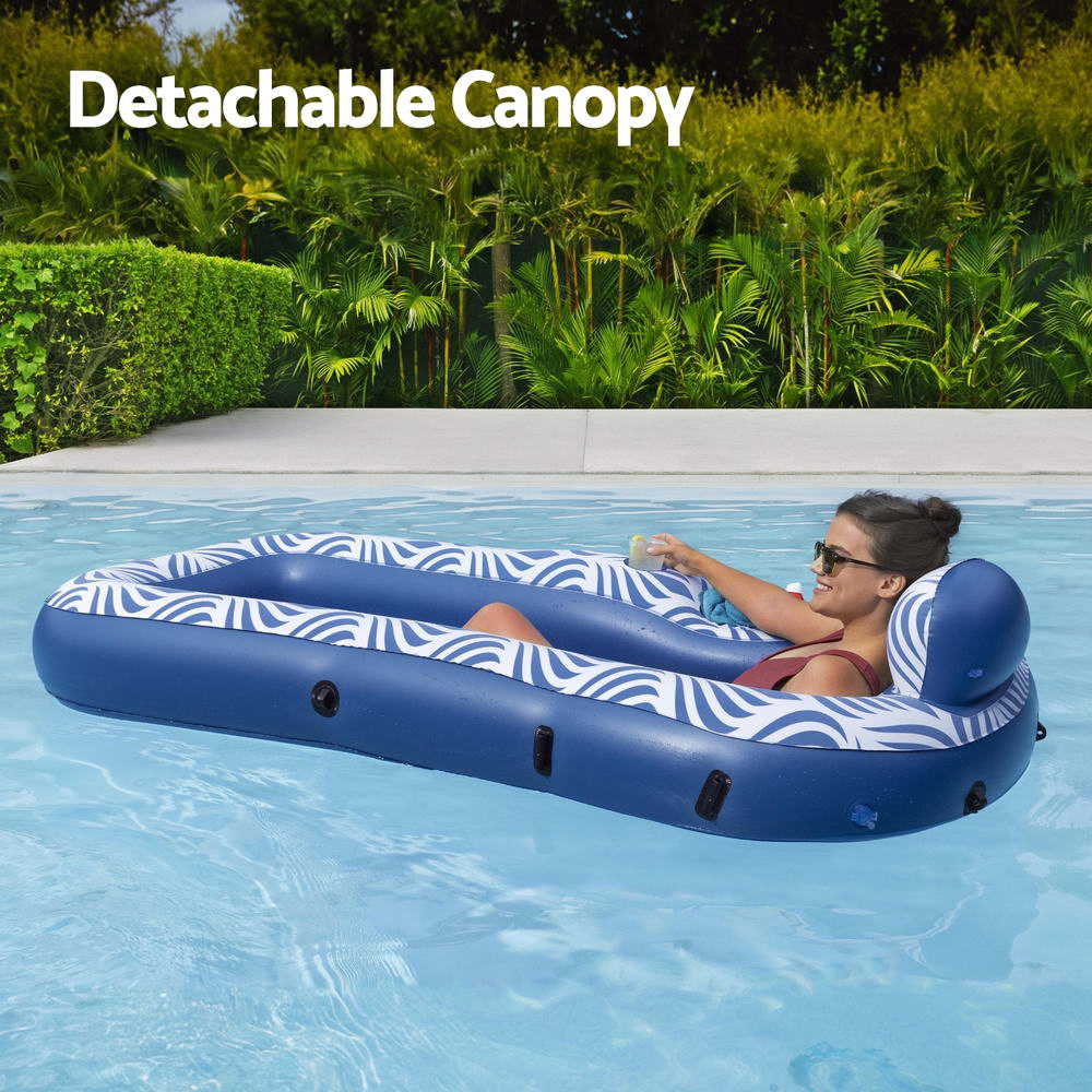 Bestway Inflatable Floating Float Lounger with Sunshade Canopy 1.98Mx1.12M Blue BW-FLOAT-43732