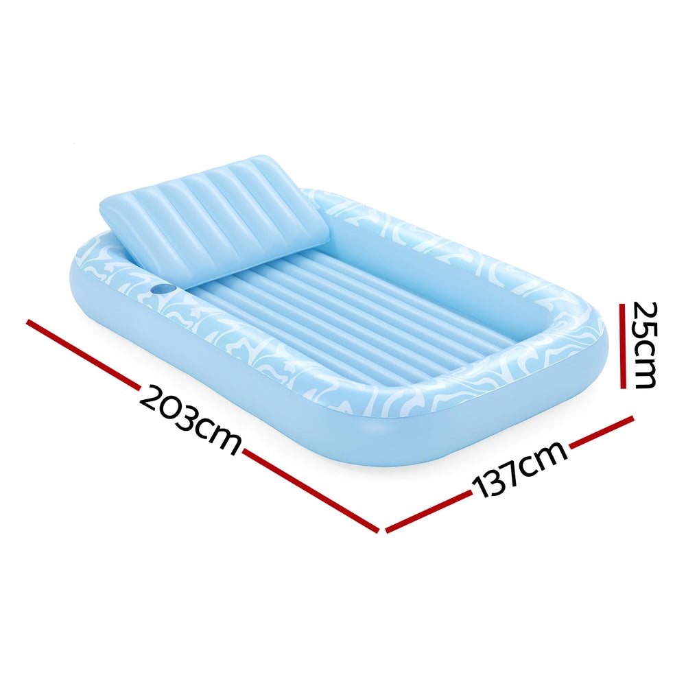 Bestway Float Floating Seat Pool Lounger Inflatable Lounge Chair Bed Pillow Cup Holder 2.03MX1.37M BW-FLOAT-43838