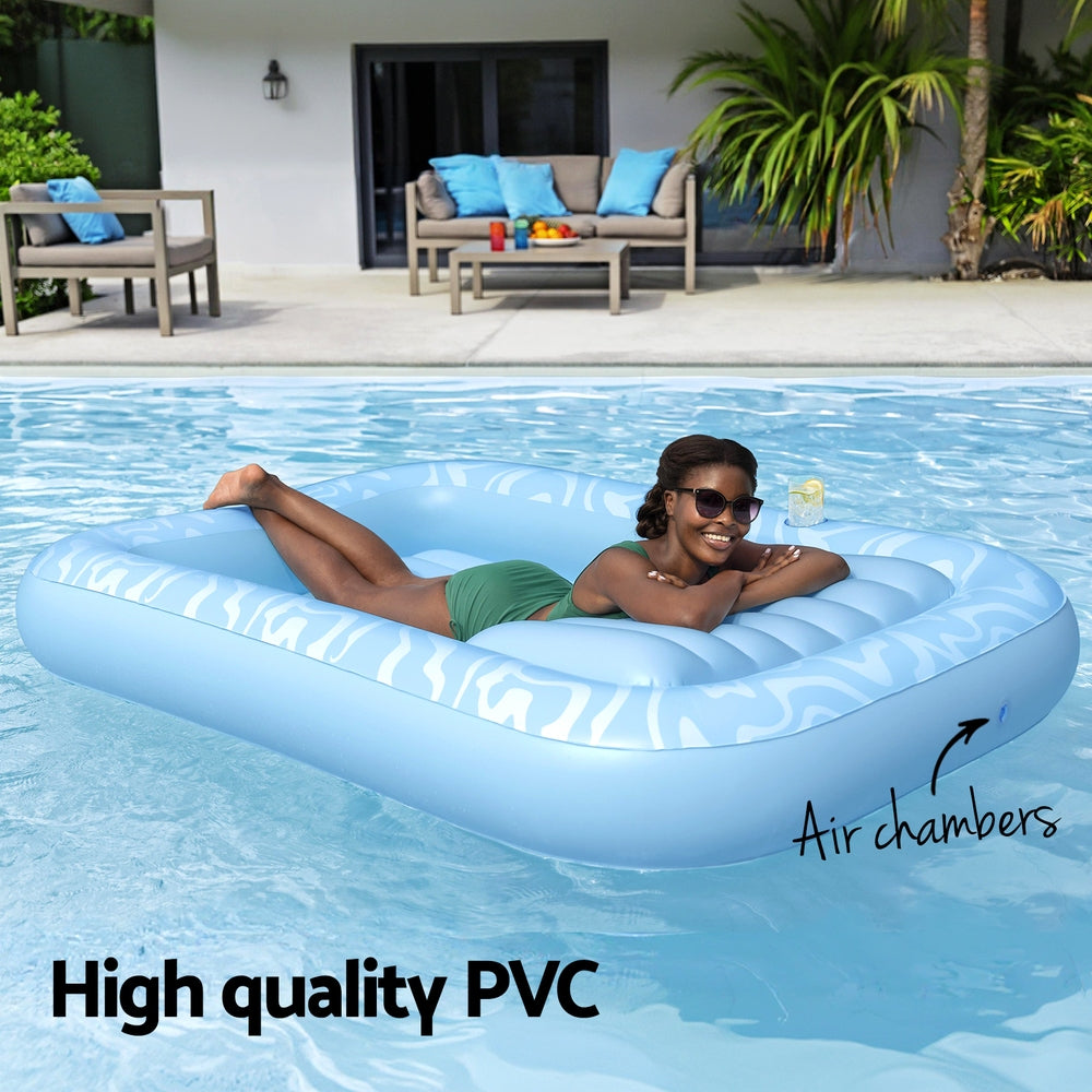 Bestway Float Floating Seat Pool Lounger Inflatable Lounge Chair Bed Pillow Cup Holder 2.03MX1.37M BW-FLOAT-43838