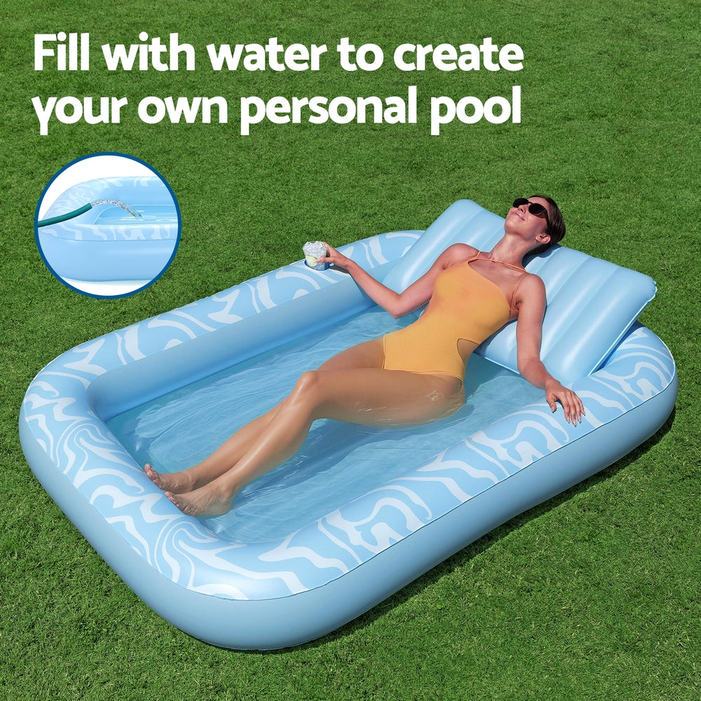 Bestway Float Floating Seat Pool Lounger Inflatable Lounge Chair Bed Pillow Cup Holder 2.03MX1.37M BW-FLOAT-43838