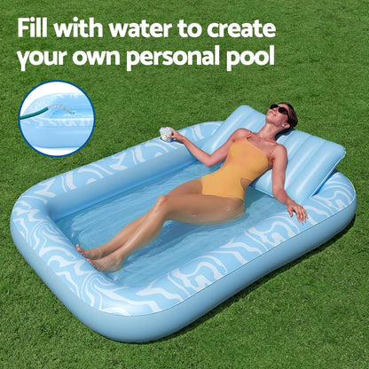 Bestway Float Floating Seat Pool Lounger Inflatable Lounge Chair Bed Pillow Cup Holder 2.03MX1.37M BW-FLOAT-43838