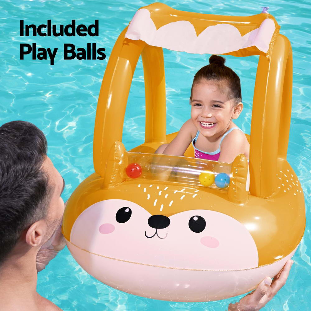 Bestway Kids Inflatable Fox Swim Float Floating Seat Canopy Pool Toys 94x66CM BW-FLOAT-KID-34168