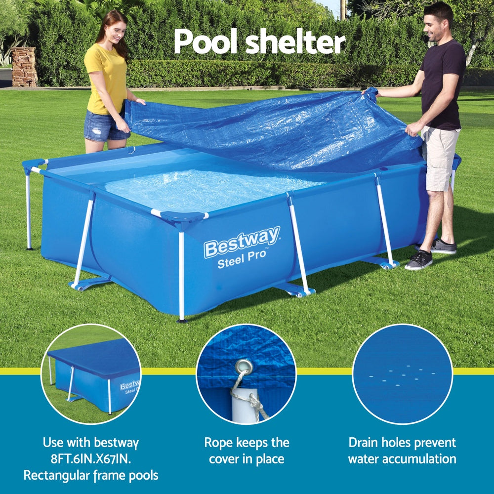 Bestway Pool Cover 264x174cm Rectangle Swimming Pool PE Shelter Fits 259x170cm Pools BW-PC-58105