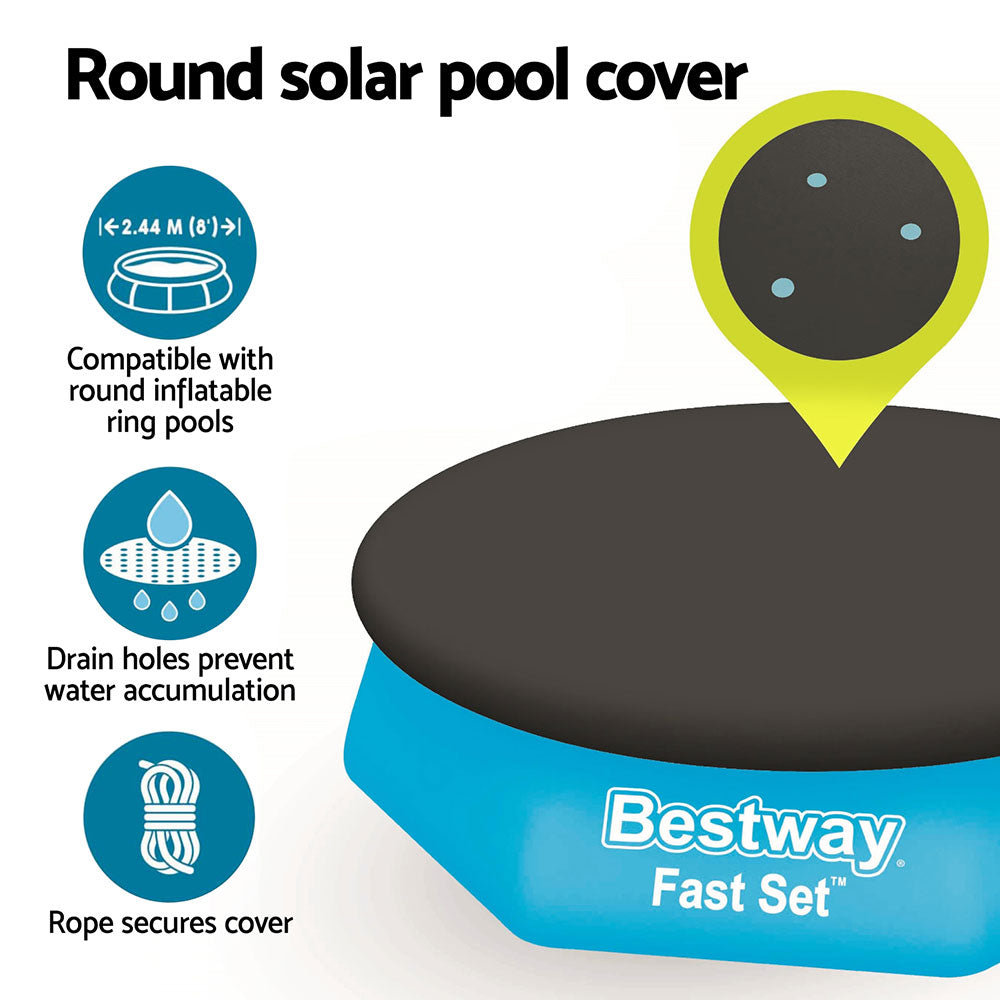 Bestway Pool Cover Fits 2.44m Above Ground Swimming Pool PVC Blanket BW-PC-R-244-58032
