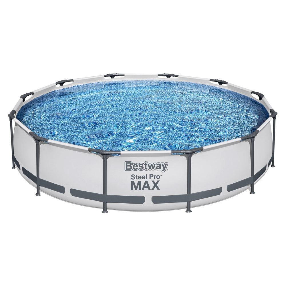 Bestway Swimming Pool 366x76cm Steel Frame Round Above Ground Pools w/ Filter Pump 6473L BW-POOL-366CM-56417