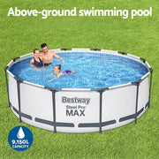 Bestway Swimming Pool 366x100cm Steel Frame Round Above Ground Pools w/ Filter Pump 9150L BW-POOL-366CM-56419