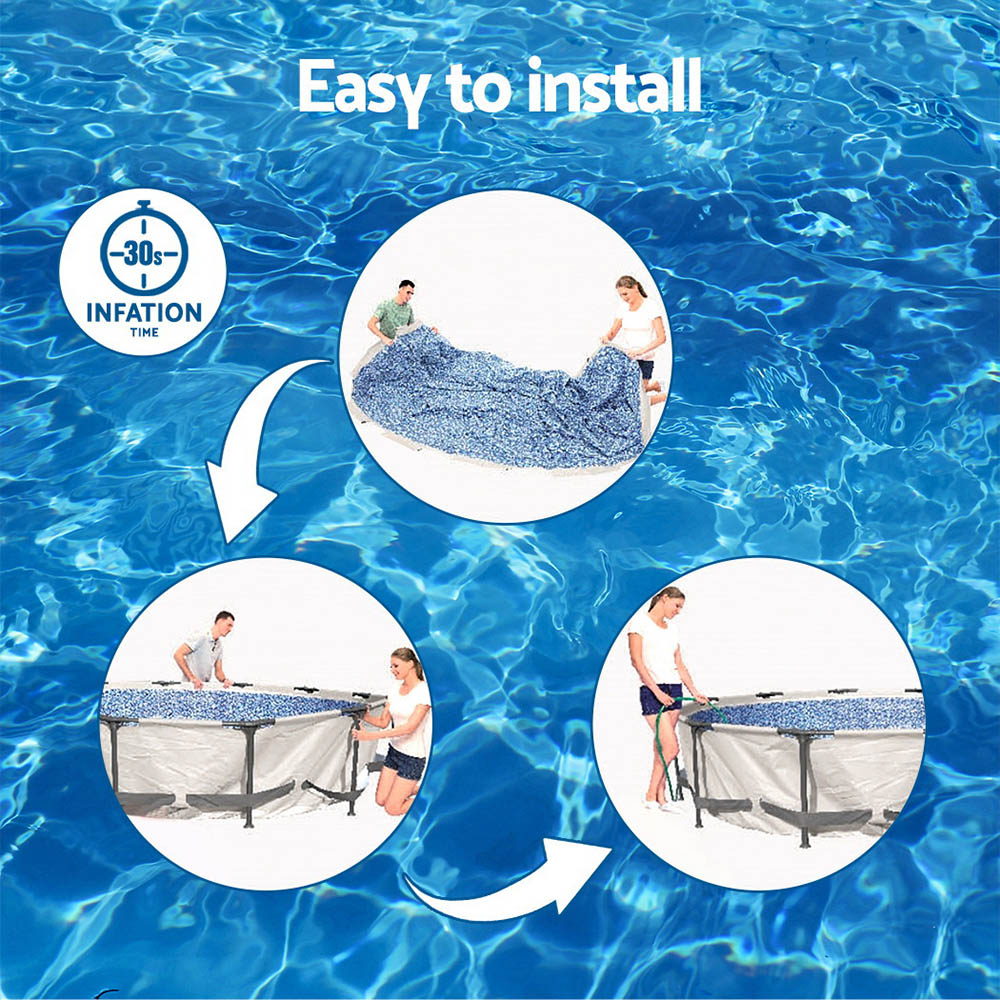 Bestway Swimming Pool 366x100cm Steel Frame Round Above Ground Pools w/ Filter Pump 9150L BW-POOL-366CM-56419