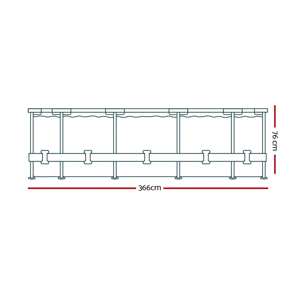 Bestway Swimming Pool 366x76cm Steel Frame Round Above Ground Pools w/ Filter Pump 6473L BW-POOL-366CM-56680