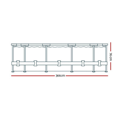 Bestway Swimming Pool 366x76cm Steel Frame Round Above Ground Pools w/ Filter Pump 6473L BW-POOL-366CM-56680