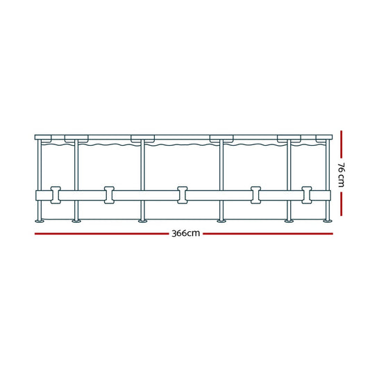 Bestway Swimming Pool 366x76cm Steel Frame Round Above Ground Pools w/ Filter Pump 6473L BW-POOL-366CM-56680