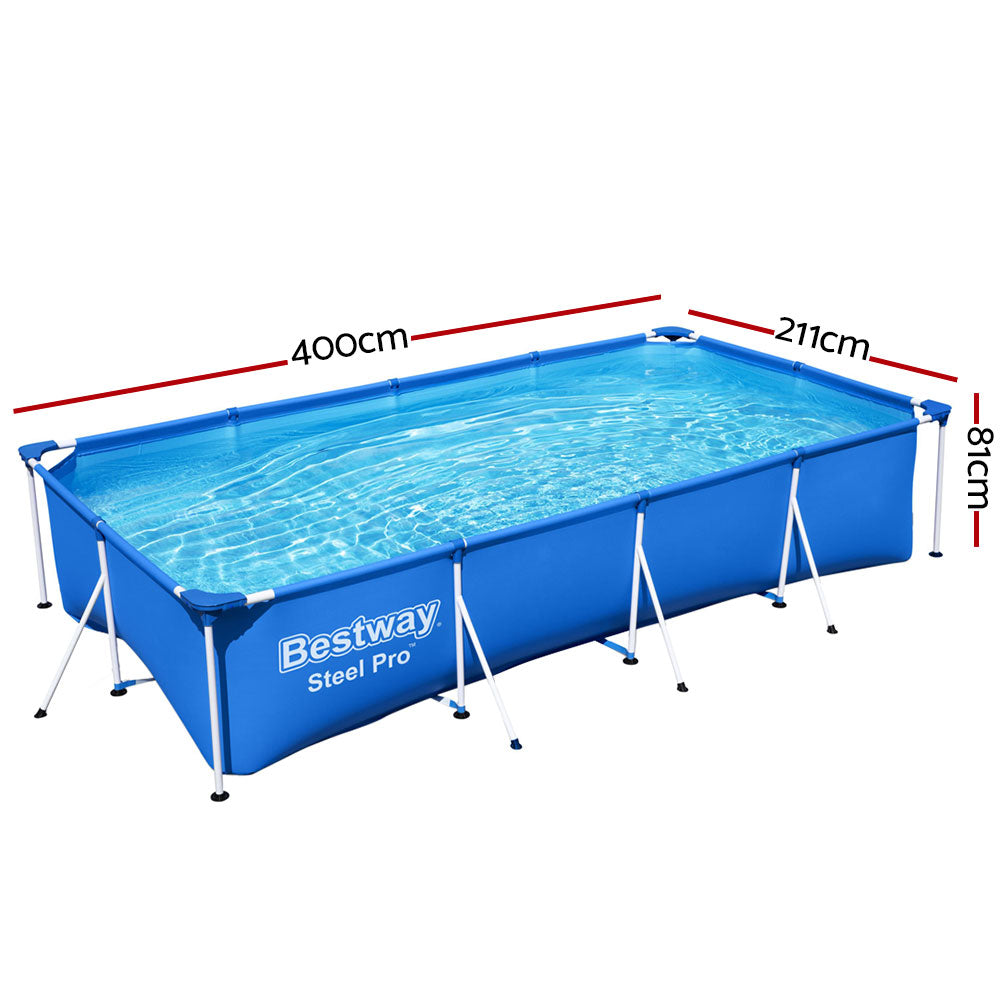 Bestway Swimming Pool 400x211x81cm Steel Frame Above Ground Pools 5700L BW-POOL-400CM-56512