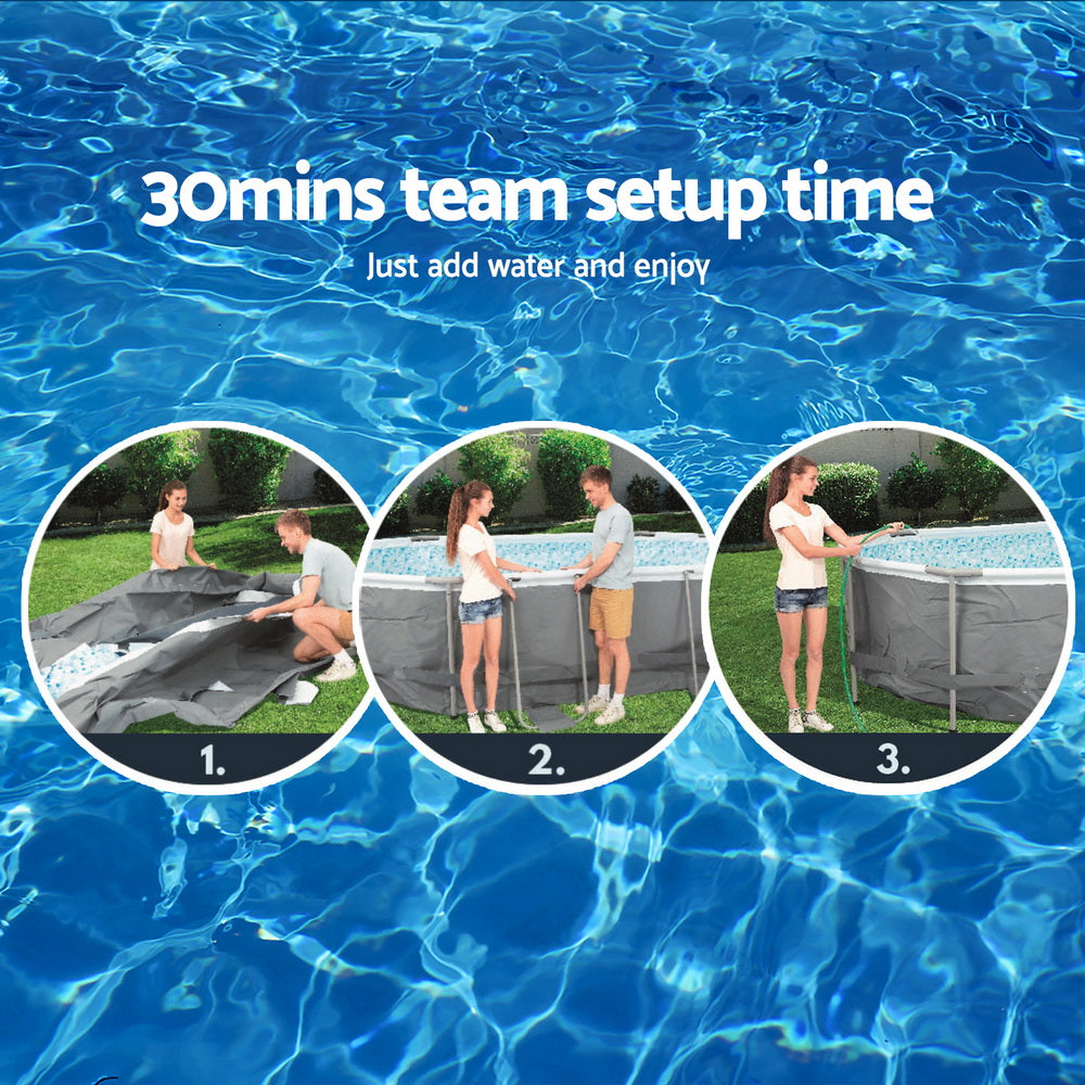 Bestway Swimming Pool 427x250x100cm Steel Frame Above Ground Pools Filter Pump Ladder 7250L BW-POOL-427-56622