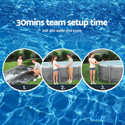 Bestway Swimming Pool 427x250x100cm Steel Frame Above Ground Pools Filter Pump Ladder 7250L BW-POOL-427-56622