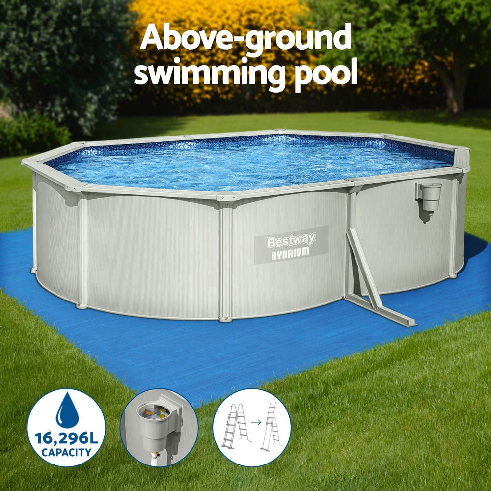 Bestway Swimming Pool 500x366x122cm Steel Frame Above Ground Pools Filter Pump Ladder 16296L BW-POOL-500-56587