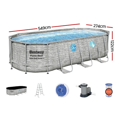 Bestway Swimming Pool 549x274x122cm Steel Frame Above Ground Pools Filter Pump Ladder 13430L BW-POOL-549-56717