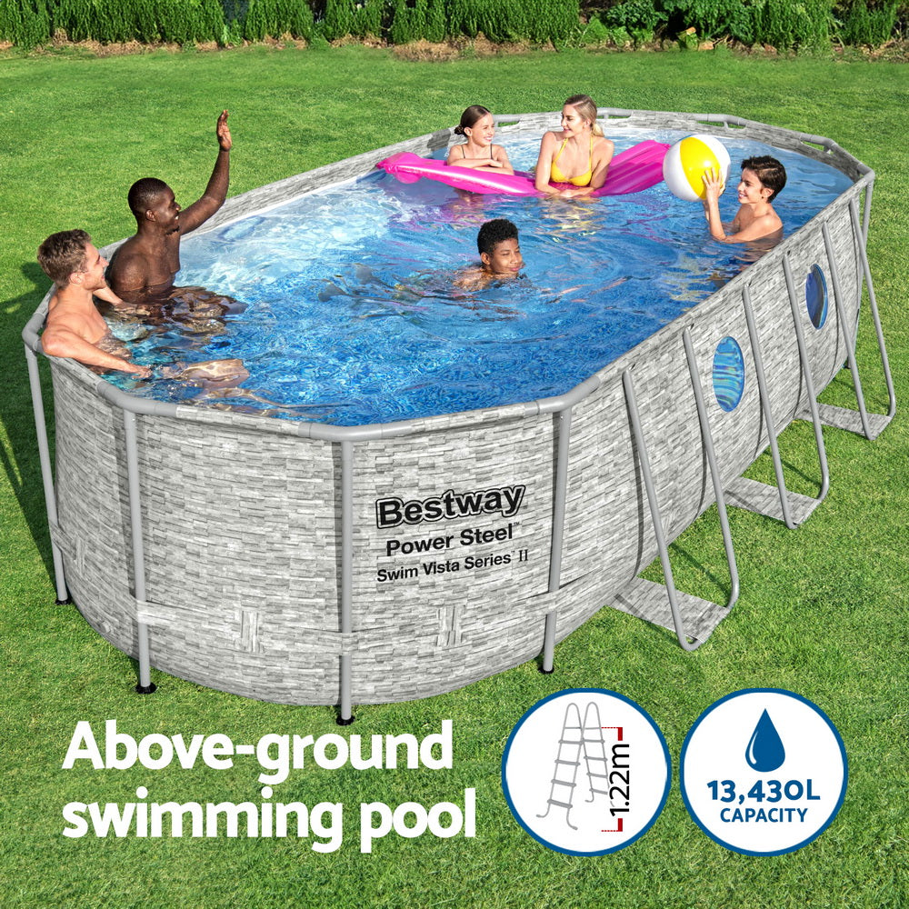 Bestway Swimming Pool 549x274x122cm Steel Frame Above Ground Pools Filter Pump Ladder 13430L BW-POOL-549-56717