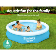 Bestway Swimming Pool 305x66cm Above Ground Round Inflatable Pools w/ Filter Pump 3200L BW-POOL-FAST-305-57457