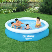 Bestway Swimming Pool 305x66cm Above Ground Round Inflatable Pools w/ Filter Pump 3200L BW-POOL-FAST-305-57457