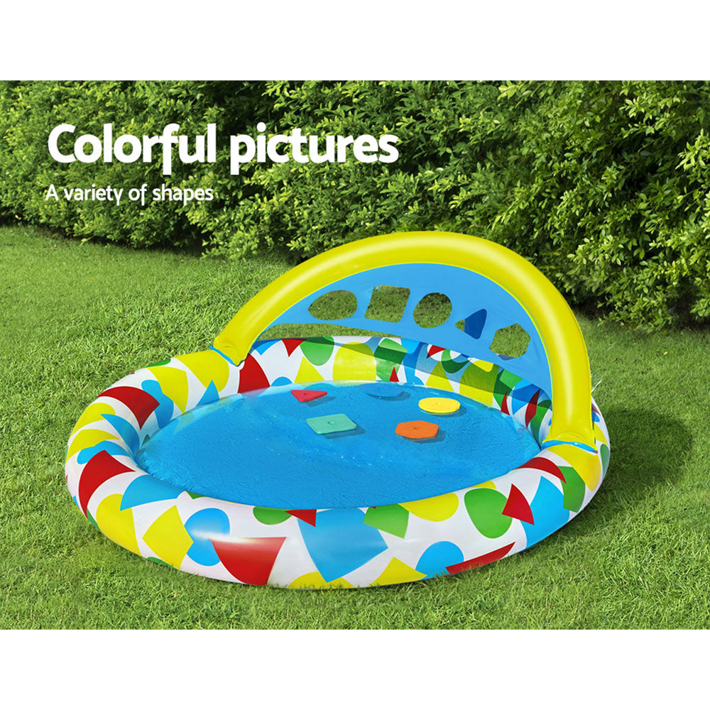 Bestway Kids Pool 120x117x46cm Inflatable Play Swimming Pools w/ Canopy 45L BW-POOL-KID-52378