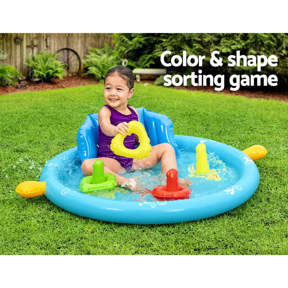 Bestway Kids Pool 115x89x76cm Inflatable Play Swimming Pools w/ Canopy 31L BW-POOL-KID-52568