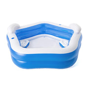 Bestway Kids Inflatable Pool Above Ground Pools Seat Cushions Cup Holder 213x206cm BW-POOL-KID-54153