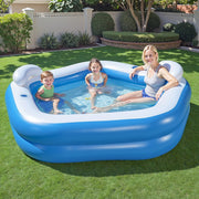 Bestway Kids Inflatable Pool Above Ground Pools Seat Cushions Cup Holder 213x206cm BW-POOL-KID-54153
