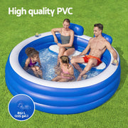 Bestway Kids Inflatable Pool Above Ground Pools Bench Seat Cup Holder 231x219cm BW-POOL-KID-54422