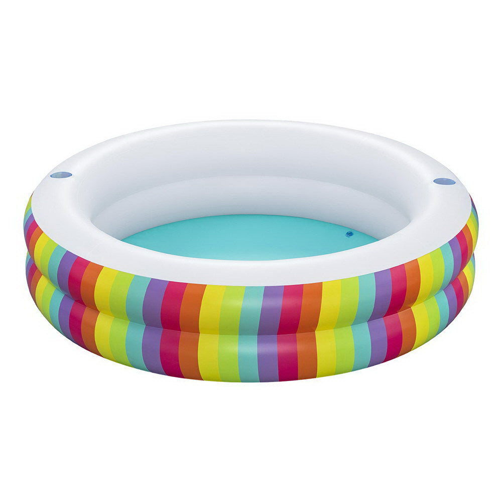 Bestway Kids Inflatable Round Pool Above Ground Cup Holder Rainbow 206x206x51cm BW-POOL-KID-R-54443