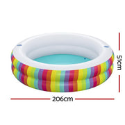 Bestway Kids Inflatable Round Pool Above Ground Cup Holder Rainbow 206x206x51cm BW-POOL-KID-R-54443