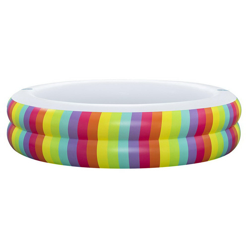 Bestway Kids Inflatable Round Pool Above Ground Cup Holder Rainbow 206x206x51cm BW-POOL-KID-R-54443