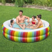 Bestway Kids Inflatable Round Pool Above Ground Cup Holder Rainbow 206x206x51cm BW-POOL-KID-R-54443