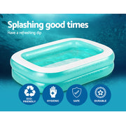 Bestway Kids Pool 200x146x48cm Inflatable Above Ground Swimming Pools 450L BW-POOL-KID-SQ-54005