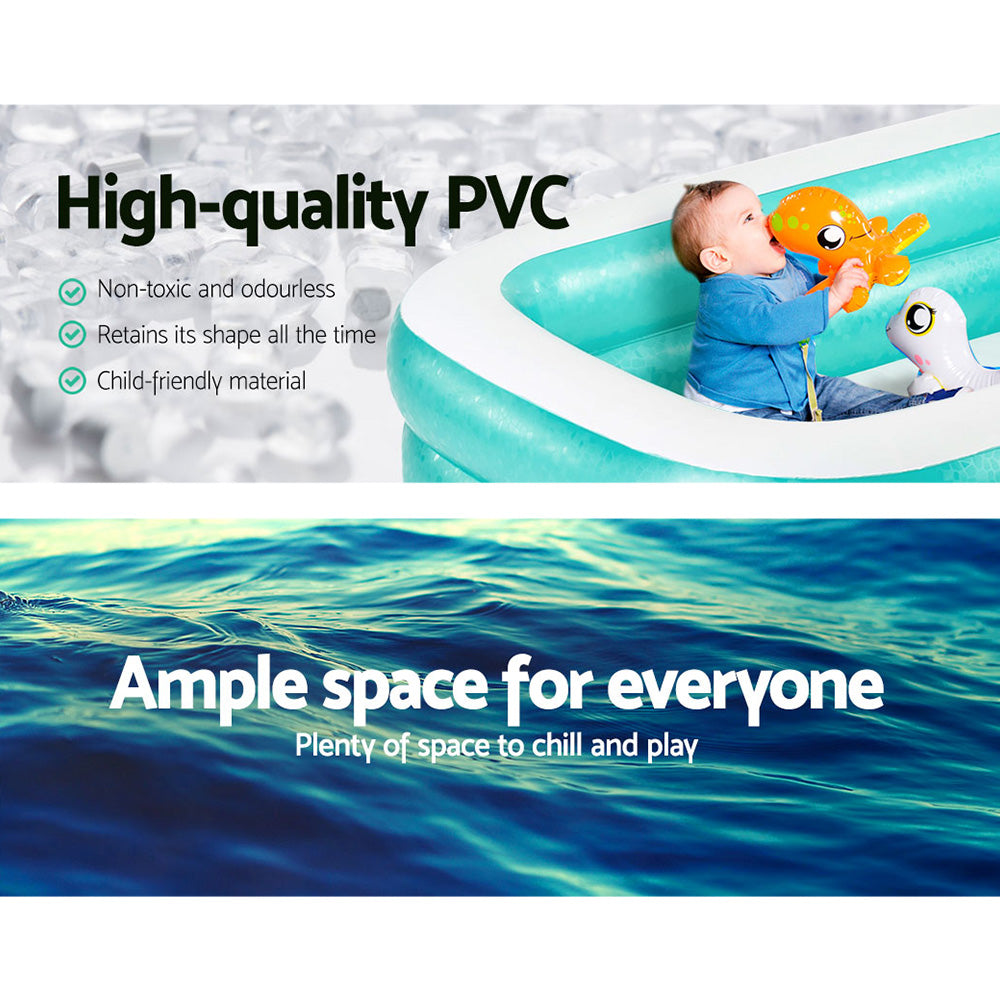 Bestway Kids Pool 200x146x48cm Inflatable Above Ground Swimming Pools 450L BW-POOL-KID-SQ-54005