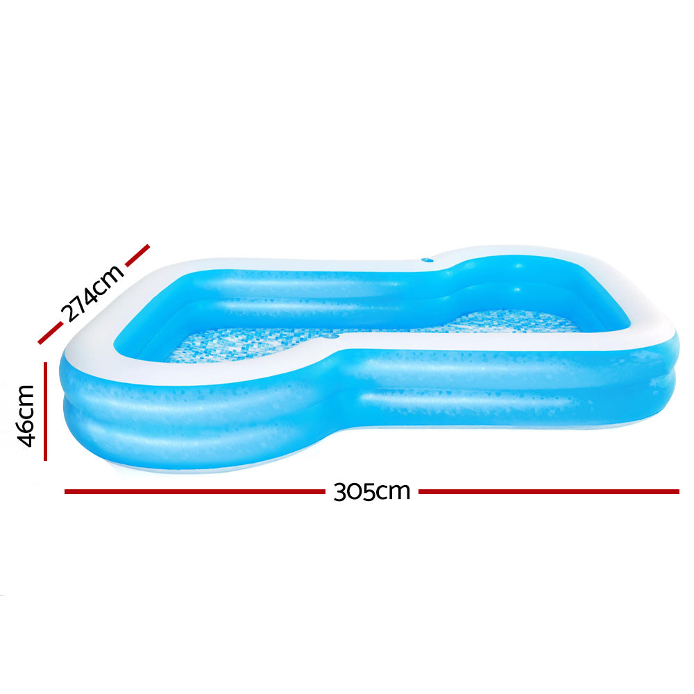 Bestway Kids Pool 305x274x46cm Inflatable Above Ground Swimming Pools 1207L BW-POOL-KID-SQ-54321