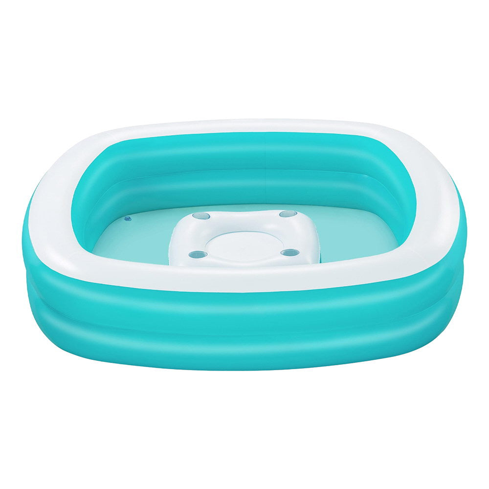 Bestway Kids Inflatable Family Pool with Center Console Cup Holder 218x218x48cm BW-POOL-KID-SQ-54446