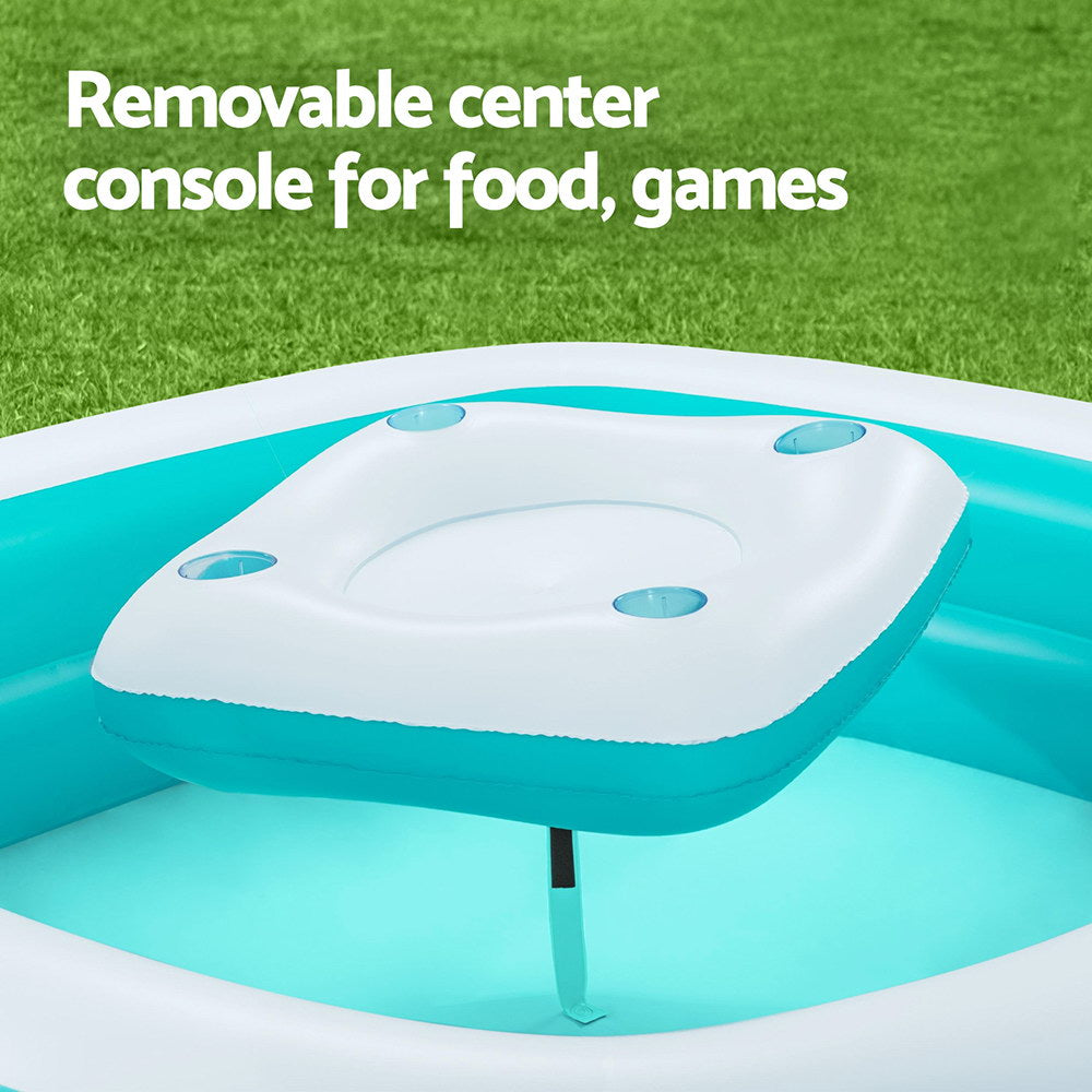 Bestway Kids Inflatable Family Pool with Center Console Cup Holder 218x218x48cm BW-POOL-KID-SQ-54446