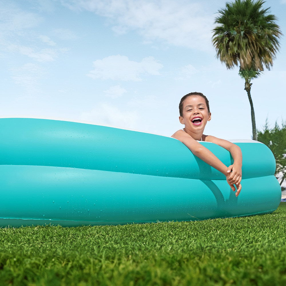 Bestway Kids Inflatable Family Pool with Center Console Cup Holder 218x218x48cm BW-POOL-KID-SQ-54446
