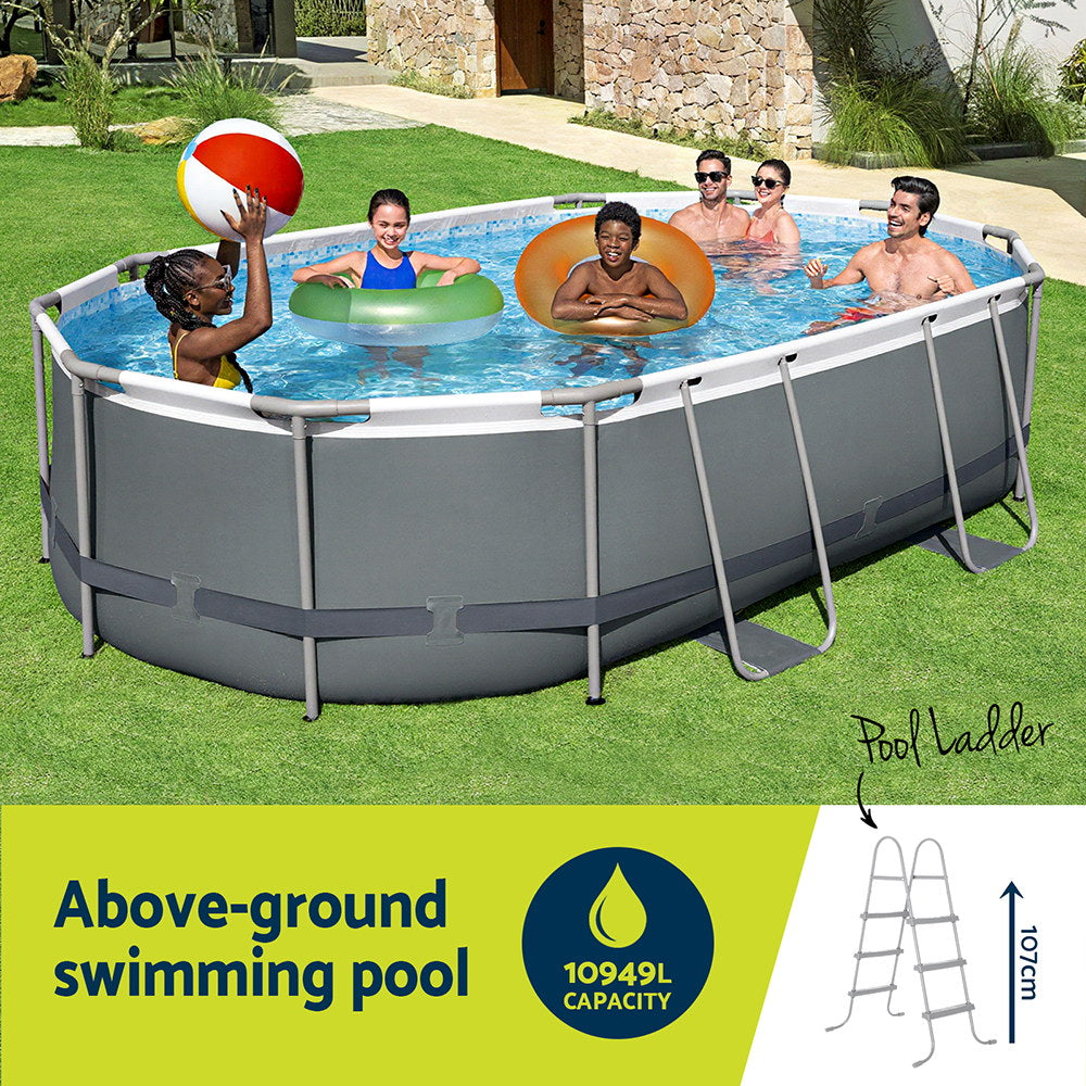 Bestway 488x305x107cm Swimming Pool Steel Frame Set w/ Pump Filter Ladder Cover BW-POOL-OV-488-56450
