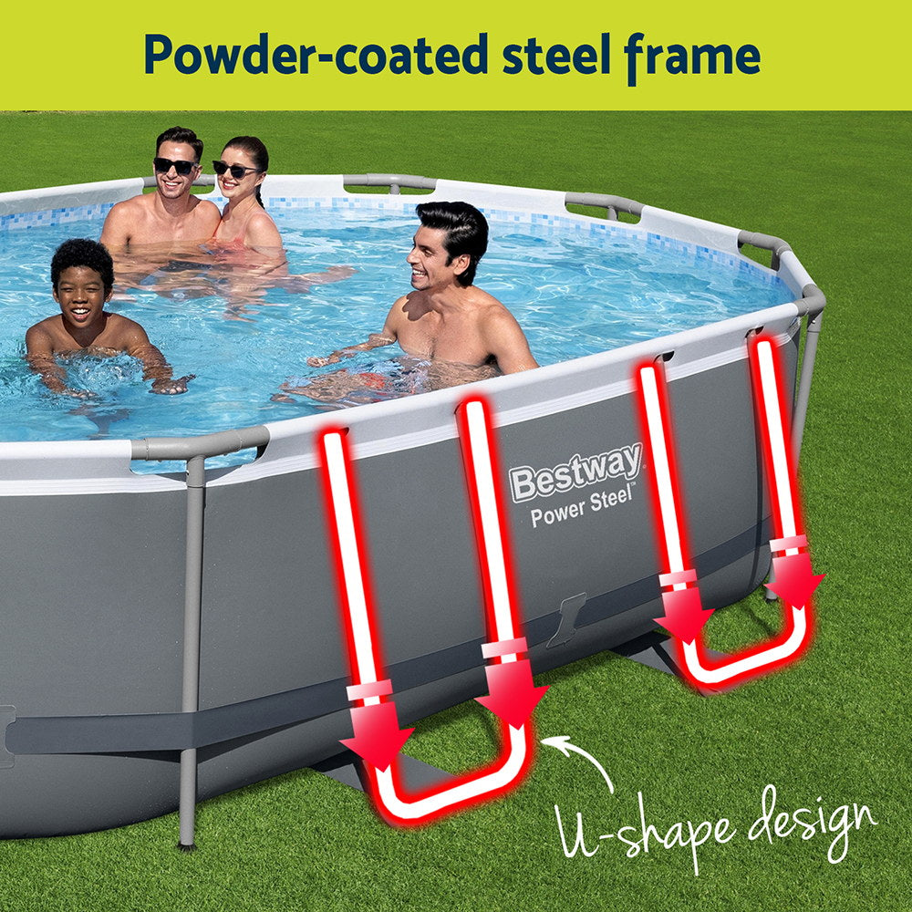 Bestway 488x305x107cm Swimming Pool Steel Frame Set w/ Pump Filter Ladder Cover BW-POOL-OV-488-56450