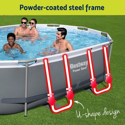 Bestway 488x305x107cm Swimming Pool Steel Frame Set w/ Pump Filter Ladder Cover BW-POOL-OV-488-56450