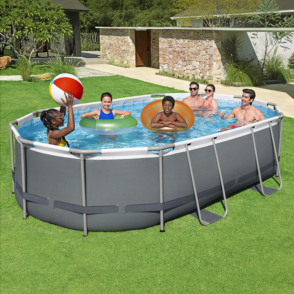Bestway 488x305x107cm Swimming Pool Steel Frame Set w/ Pump Filter Ladder Cover BW-POOL-OV-488-56450