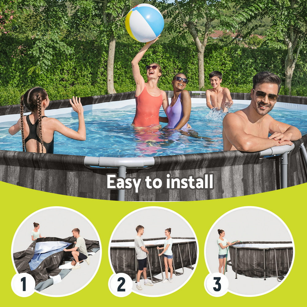 Bestway Swimming Pool Steel Frame Pool Set 6.1x3.66m w/ Filter Pump Ladder Cover BW-POOL-OV-610-5611S