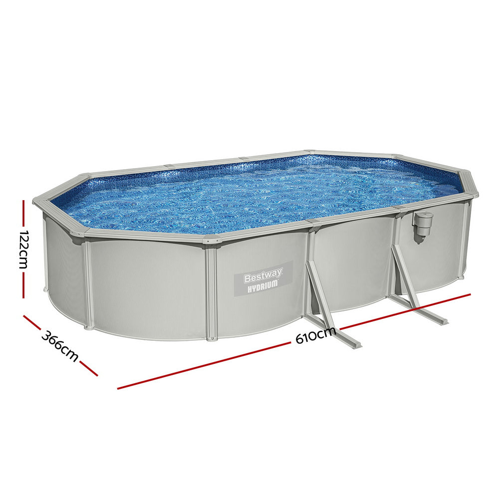 Bestway Swimming Pool 610 x 366cm Steel Frame Round Pool Set w/ Filter Ladder BW-POOL-OV-610-56370