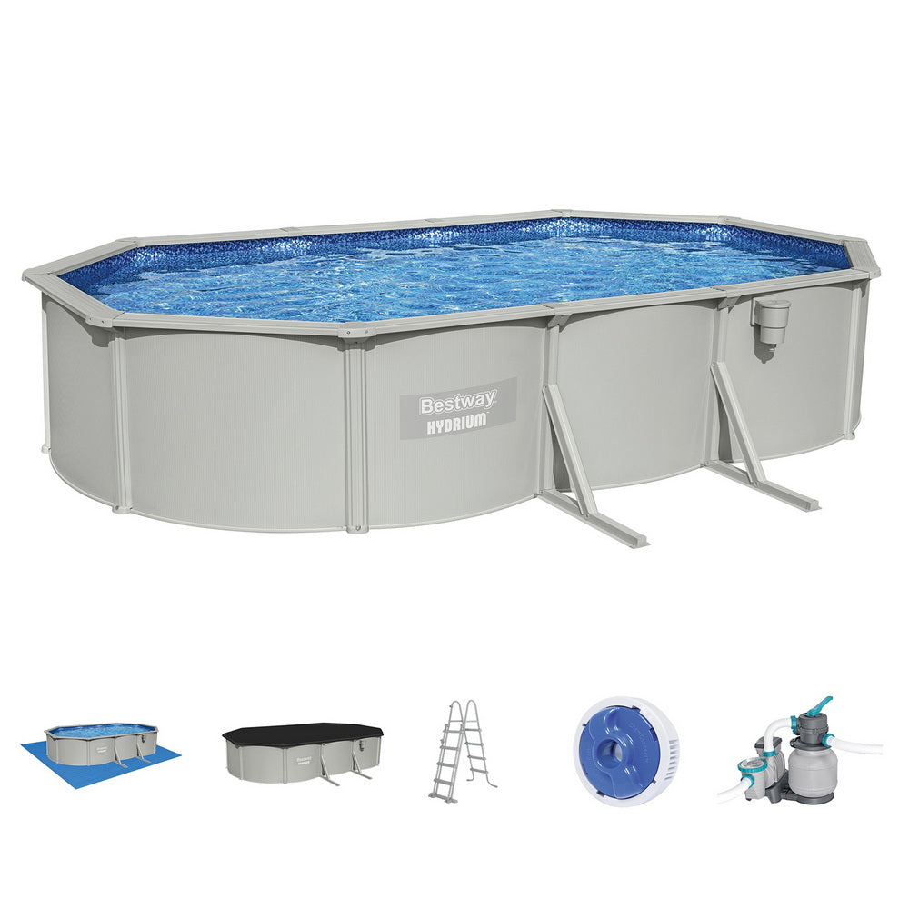 Bestway Swimming Pool 610 x 366cm Steel Frame Round Pool Set w/ Filter Ladder BW-POOL-OV-610-56370