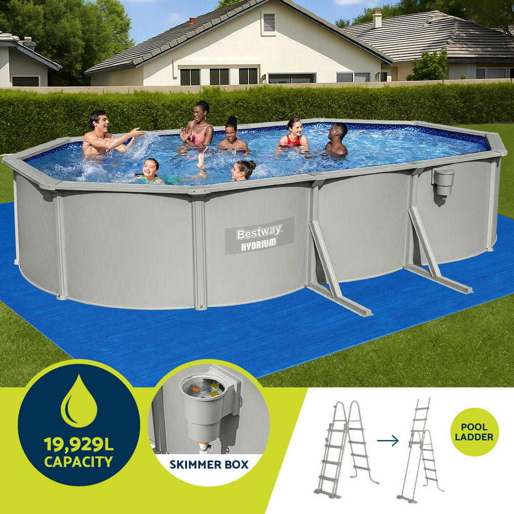 Bestway Swimming Pool 610 x 366cm Steel Frame Round Pool Set w/ Filter Ladder BW-POOL-OV-610-56370
