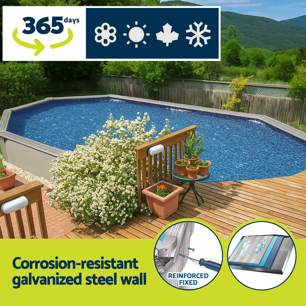 Bestway Swimming Pool 610 x 366cm Steel Frame Round Pool Set w/ Filter Ladder BW-POOL-OV-610-56370
