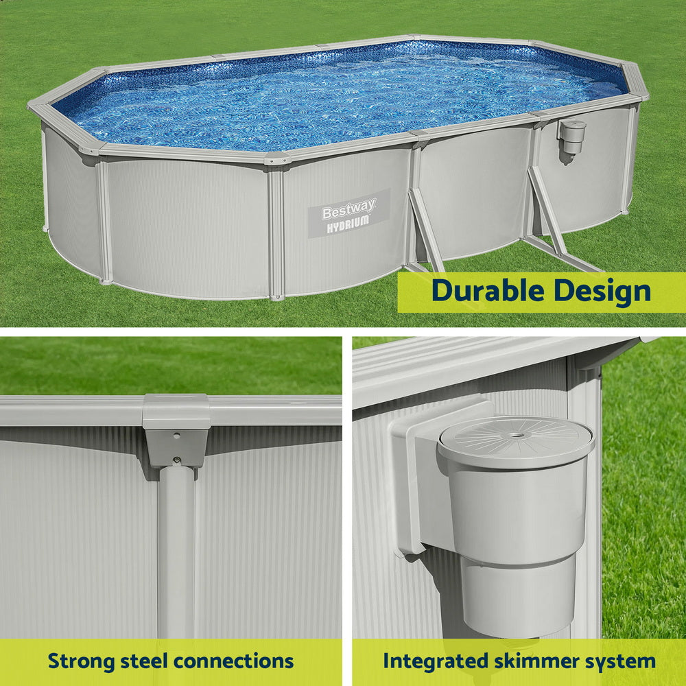 Bestway Swimming Pool 610 x 366cm Steel Frame Round Pool Set w/ Filter Ladder BW-POOL-OV-610-56370