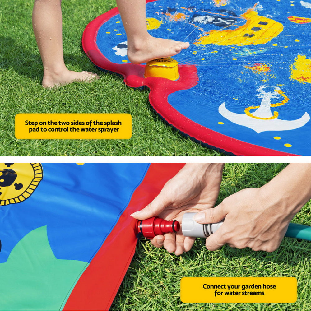 Bestway Kids Splash Pad Pool Sprinkler Spray Play Mat Water Fun Toys 170cm x140cm BW-POOL-PLAY-52725