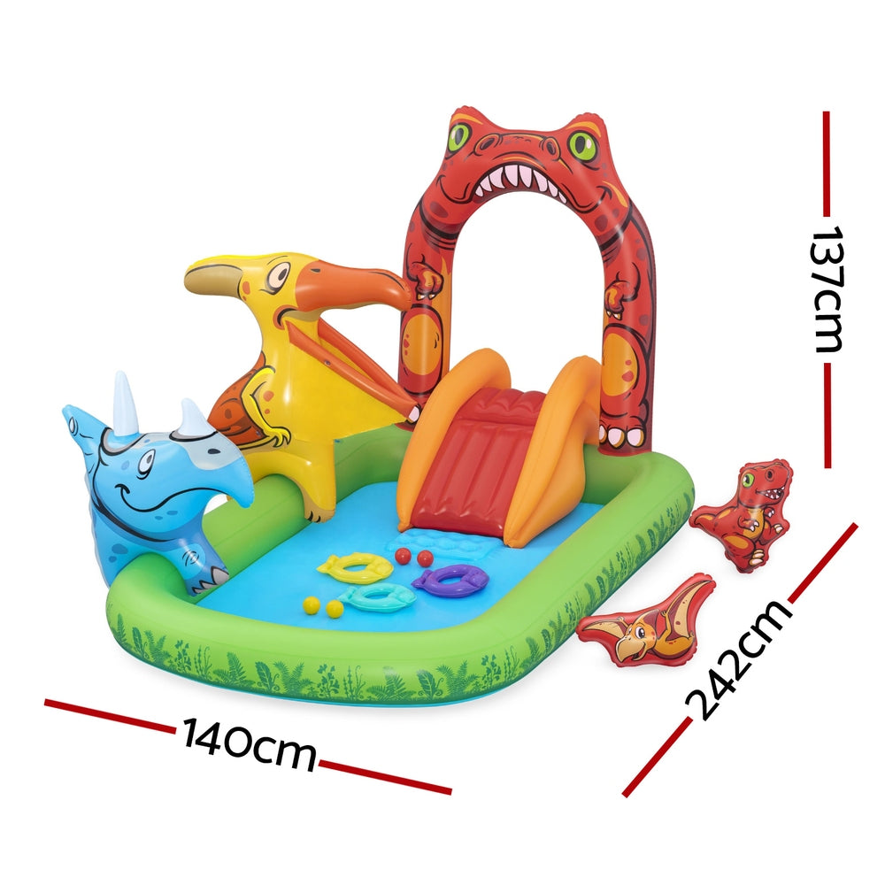 Bestway Kids Inflatable Play Splash Pool with Slide Ball Tossing Toys 242x140cm BW-POOL-PLAY-53160
